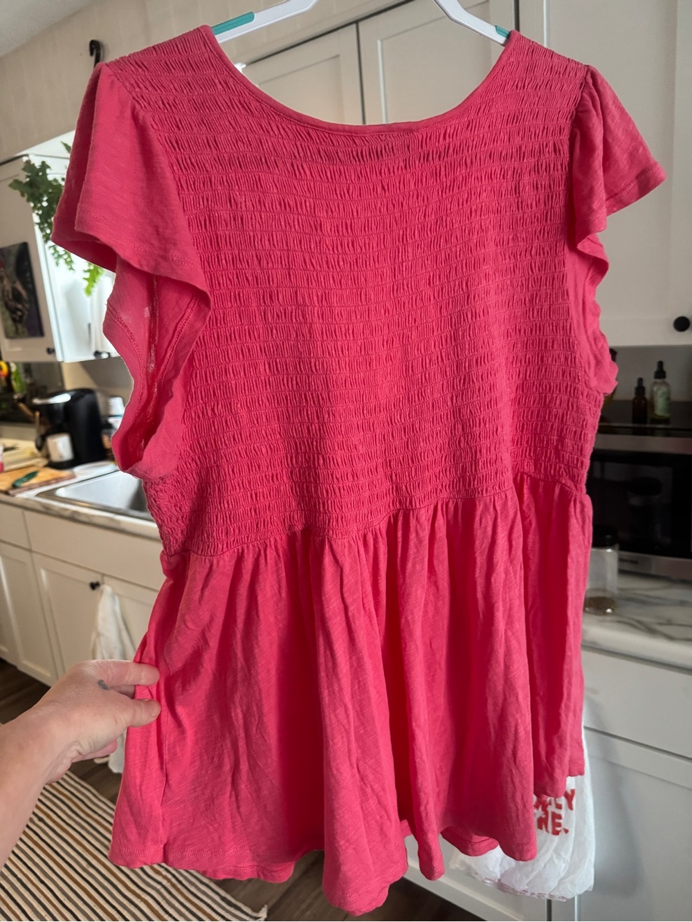 Torrid Pink Smocked Empire Waist Flutter Sleeve Peplum Top size 2X - Picture 7 of 9